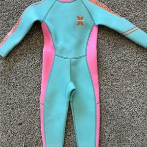 X-Manta Kids' Long Sleeve Rashguard Wetsuit - Aqua & Pink